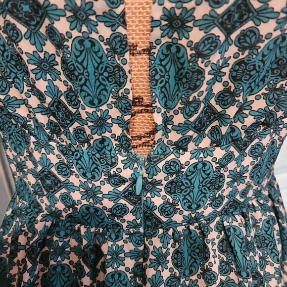 Forever 21 Exclusive Teal Floral Print Dress Size M - Picture 6 of 6